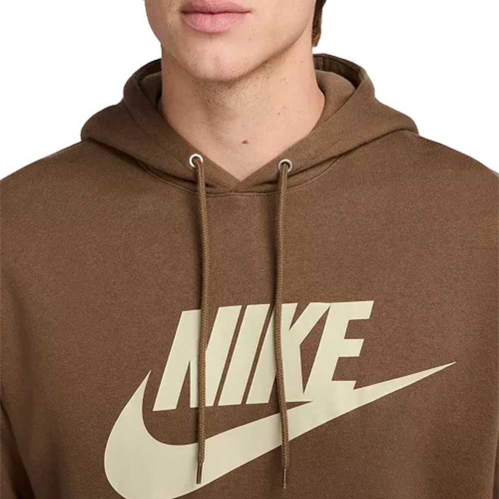 Nike Men's Hoodie in Brown with Cream Logo